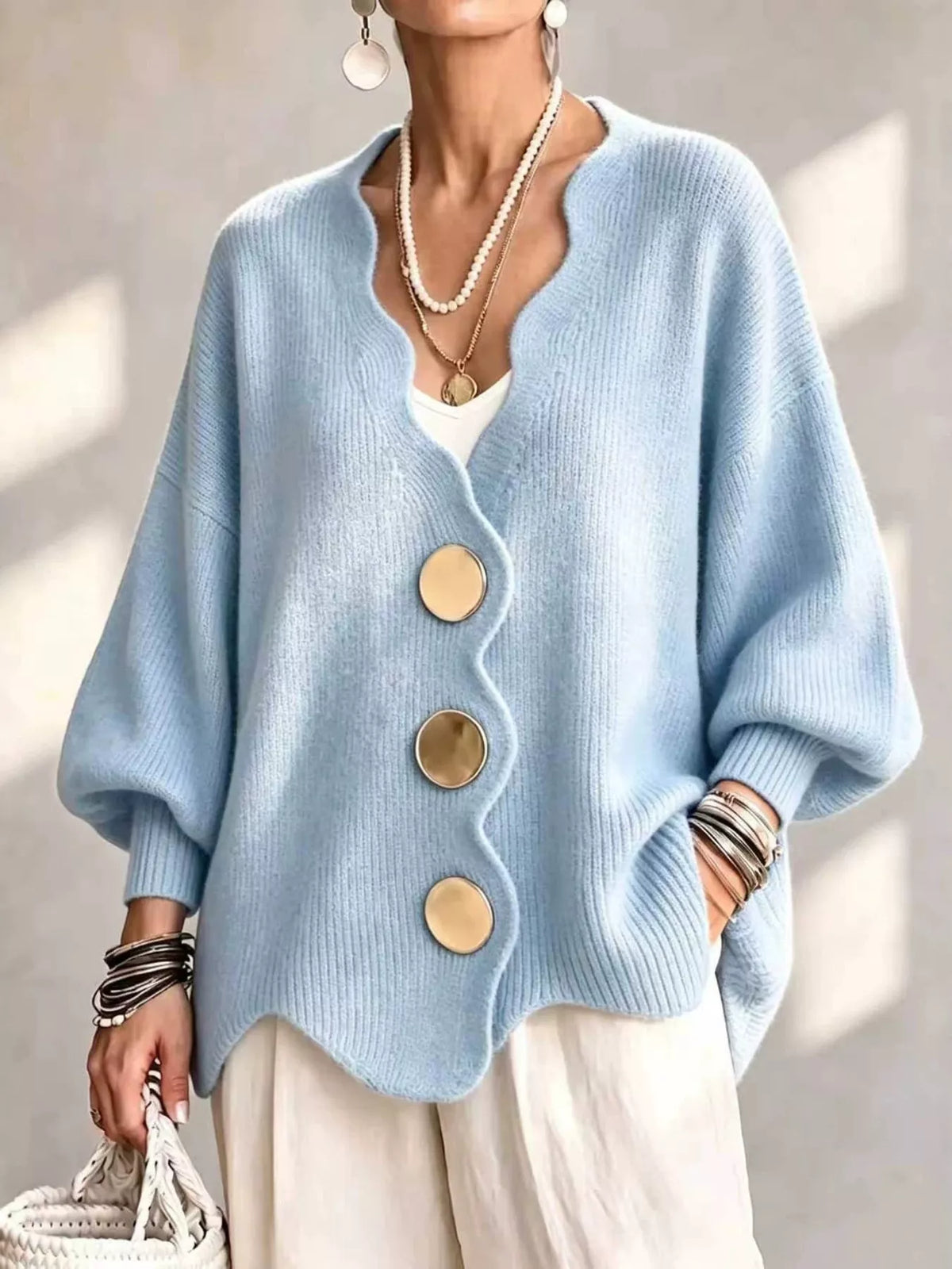 Full Size Scalloped-edge Oversized Button-down Cardigan Plus (7)