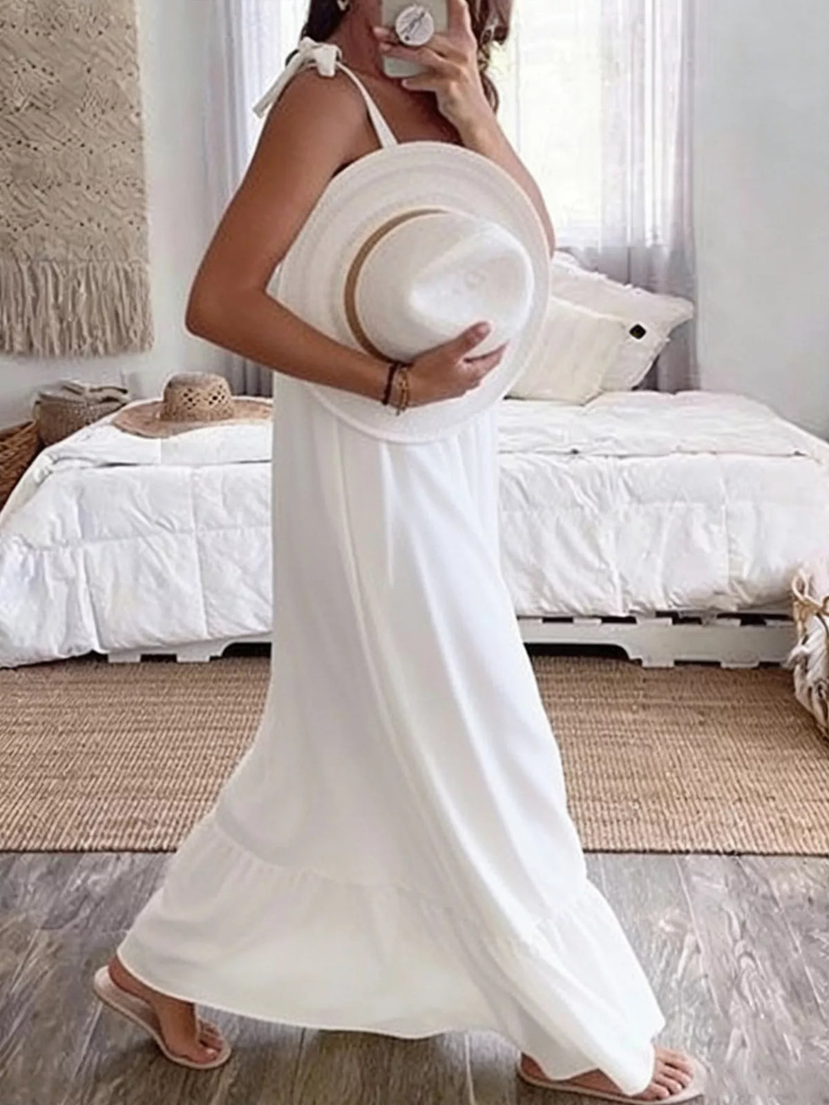Sleeveless Tie Strap Flowy Maxi Dress (4)