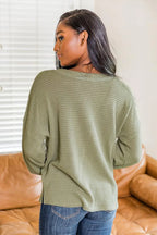 Slit Waffle Knit Long Sleeve T-shirt (9)