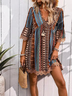 Printed V-neck A-line Dress (18)