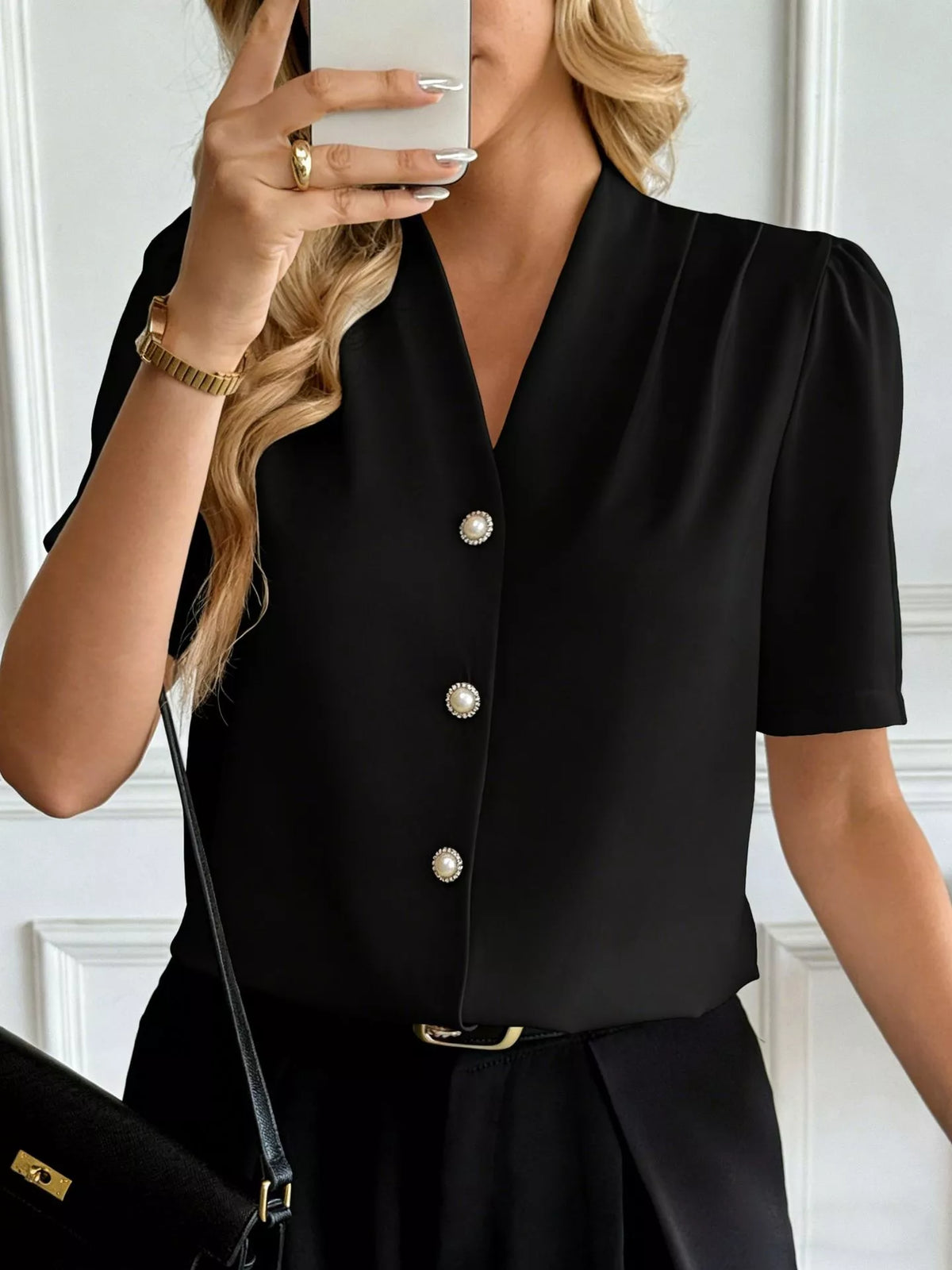 V-neck Button-down Shirt (14)