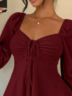 Ruched Sweetheart Neck Long Sleeve Top (8)