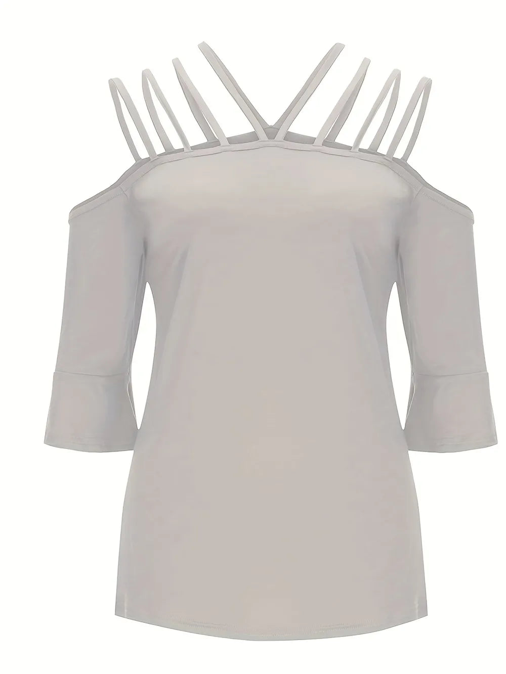Full Size Cold Shoulder Three-quarter Sleeve Blouse (7)