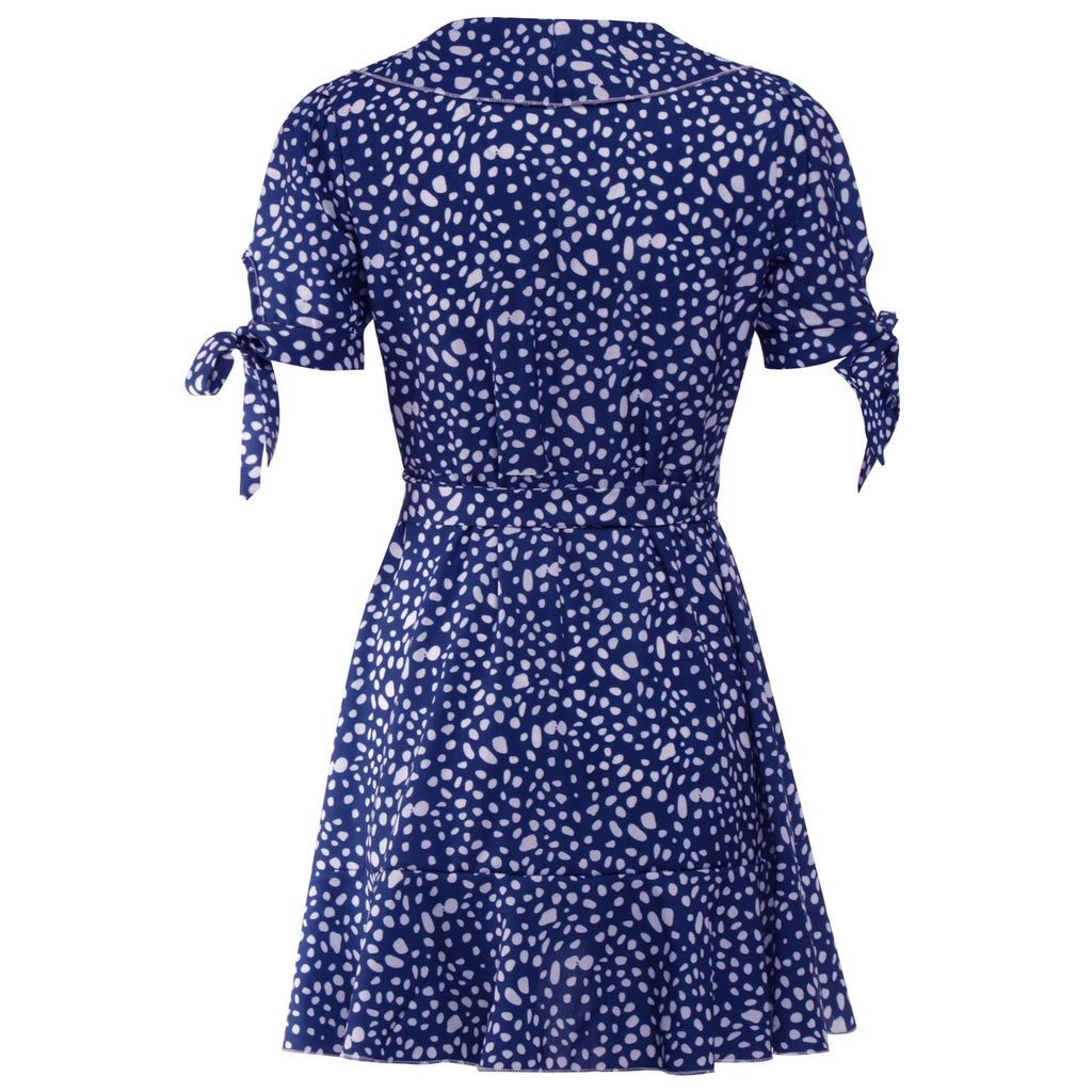 V-neck Short Sleeve Printed Skirt Dress photo 10