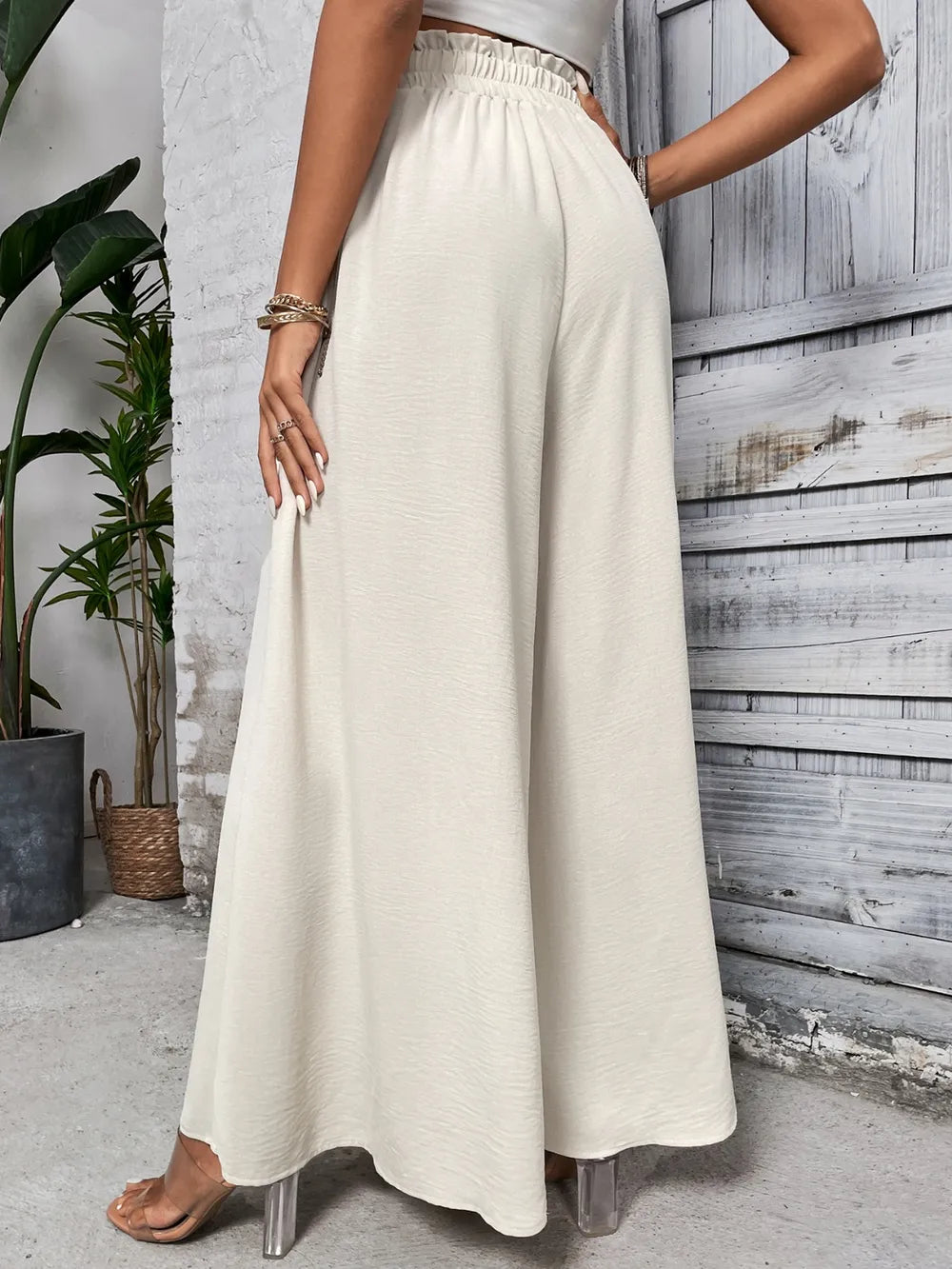 Tied High Waist Wide Leg Pants (2)