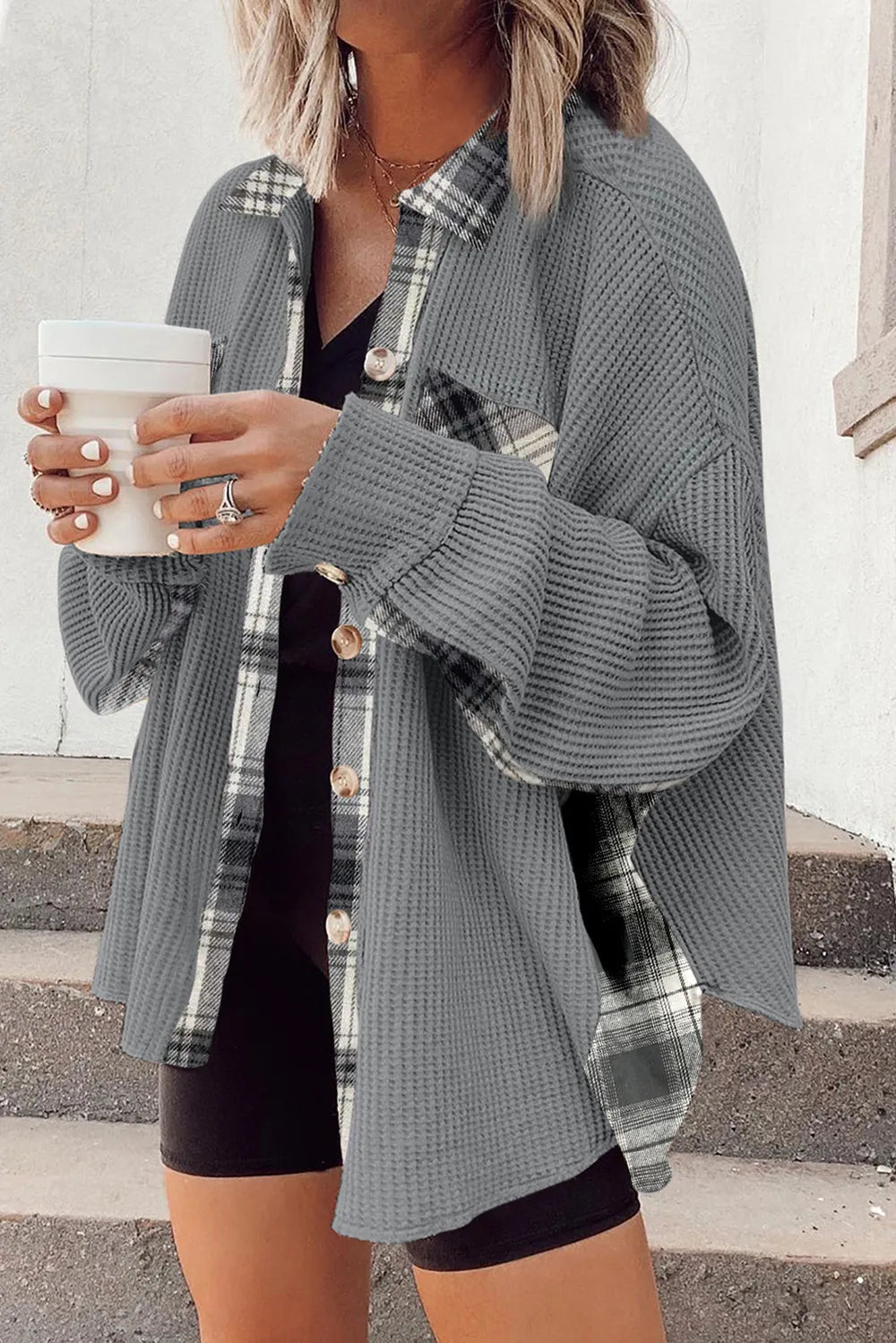 Plaid Button Down Collared Jacket (29)