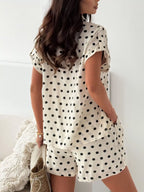 Polka Dot Button Up Shirt Shorts Set (2)