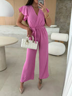 Surplice Ruffle Sleeve Wide Leg Jumpsuit (2)