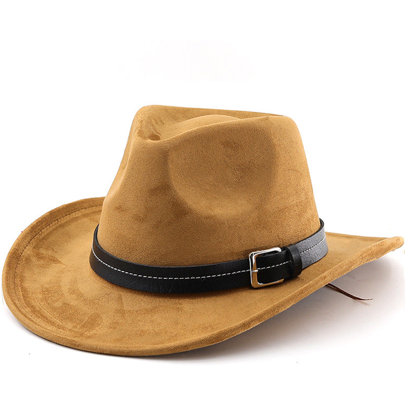 Belt Decoration Suede Curling Western Cowboy Hat Top photo 7