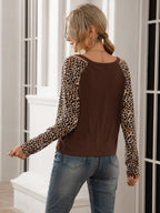 Leopard Twist Front Cold-shoulder Tee (6)