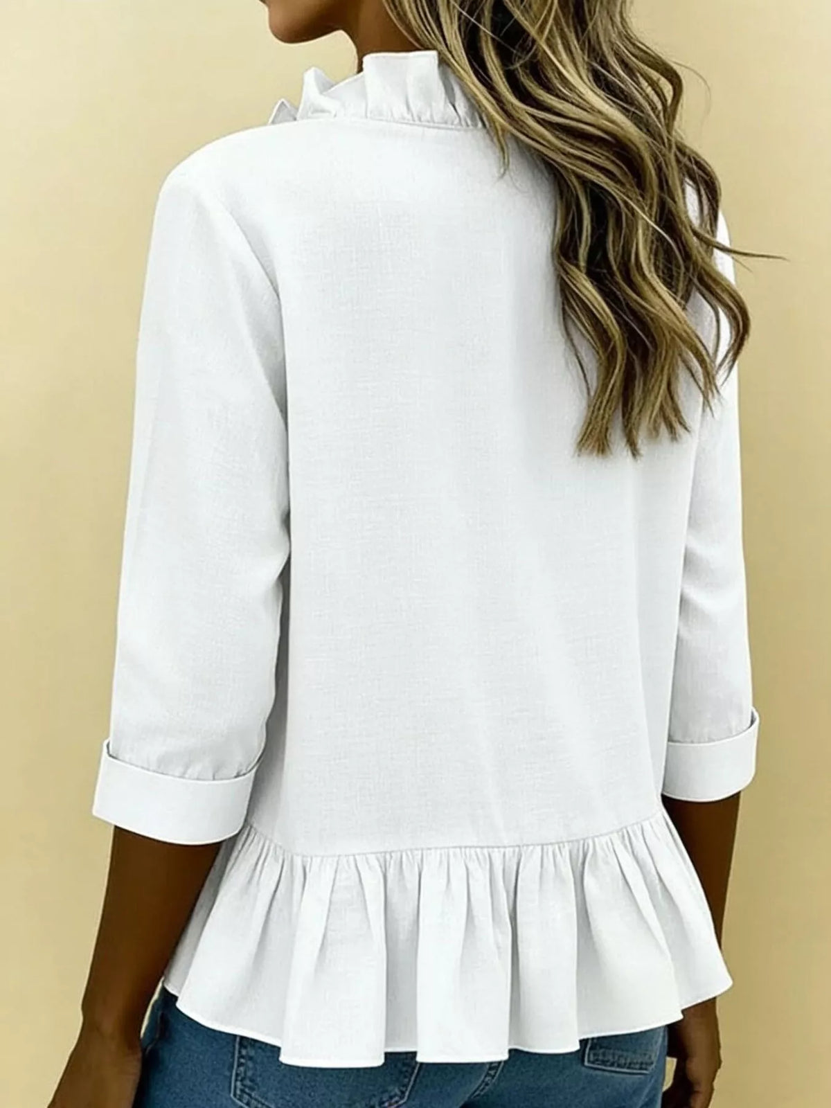 Full Size Ruffled V-neck Long Sleeve Blouse Plus (5)