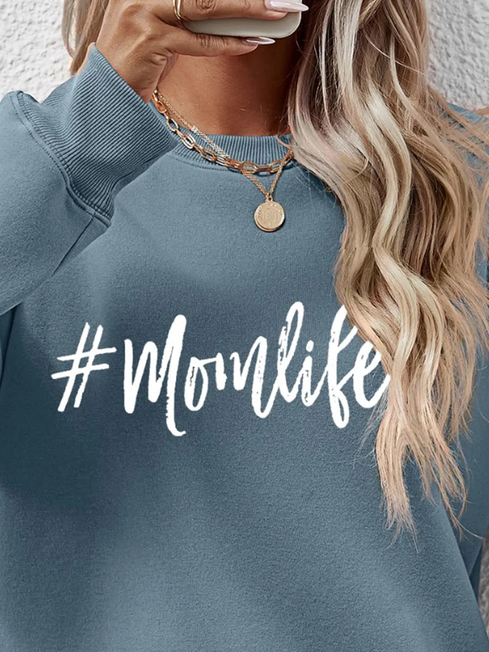 Letter Graphic Round Neck Sweatshirt (5)