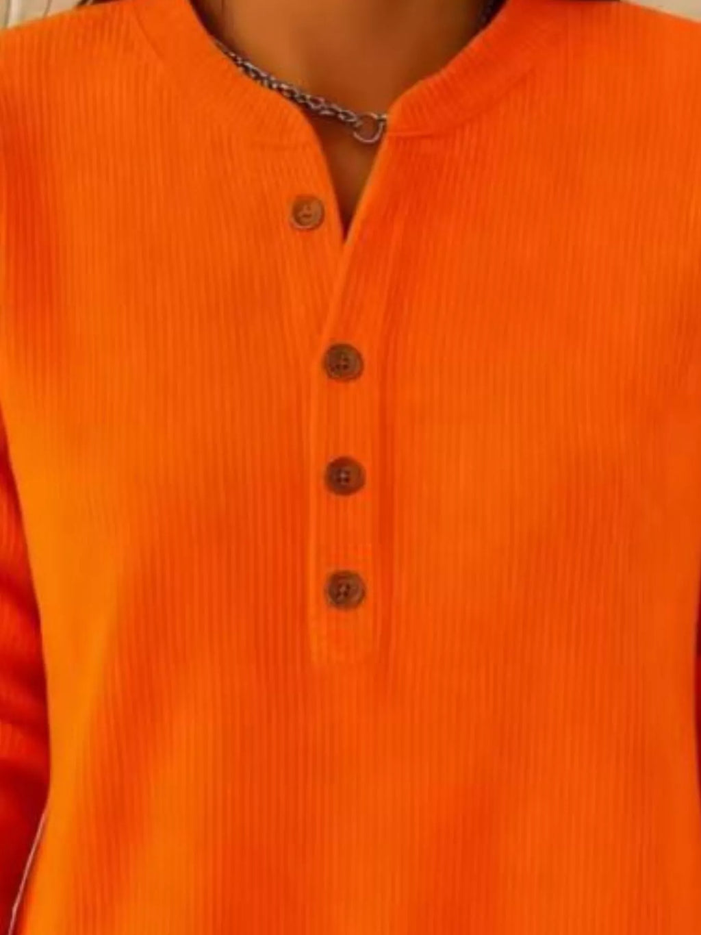 Full Size Button Detail Corduroy Top Plus (26)
