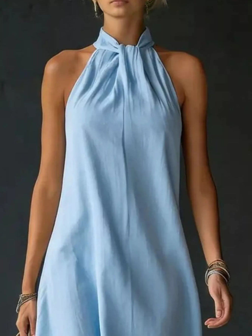 Halter Neck Sleeveless Maxi Dress (3)