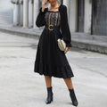 Square-neck Cinched Midi Dress variant CJLY194361301AZ|CJLY194361302BY|CJLY194361303CX|CJLY194361304DW