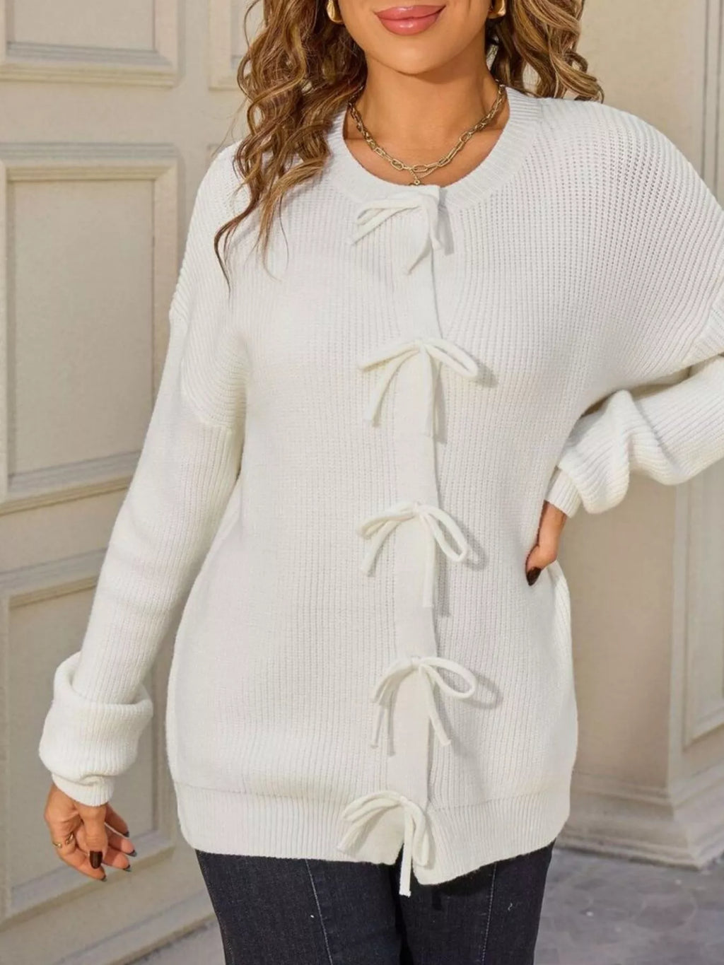 Ribbed Knit Bow-tie Cardigan (15)