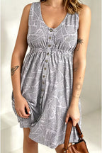 Printed Sleeveless Button Dress (4)