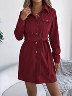 Button-front Corduroy Shirt Dress (2)