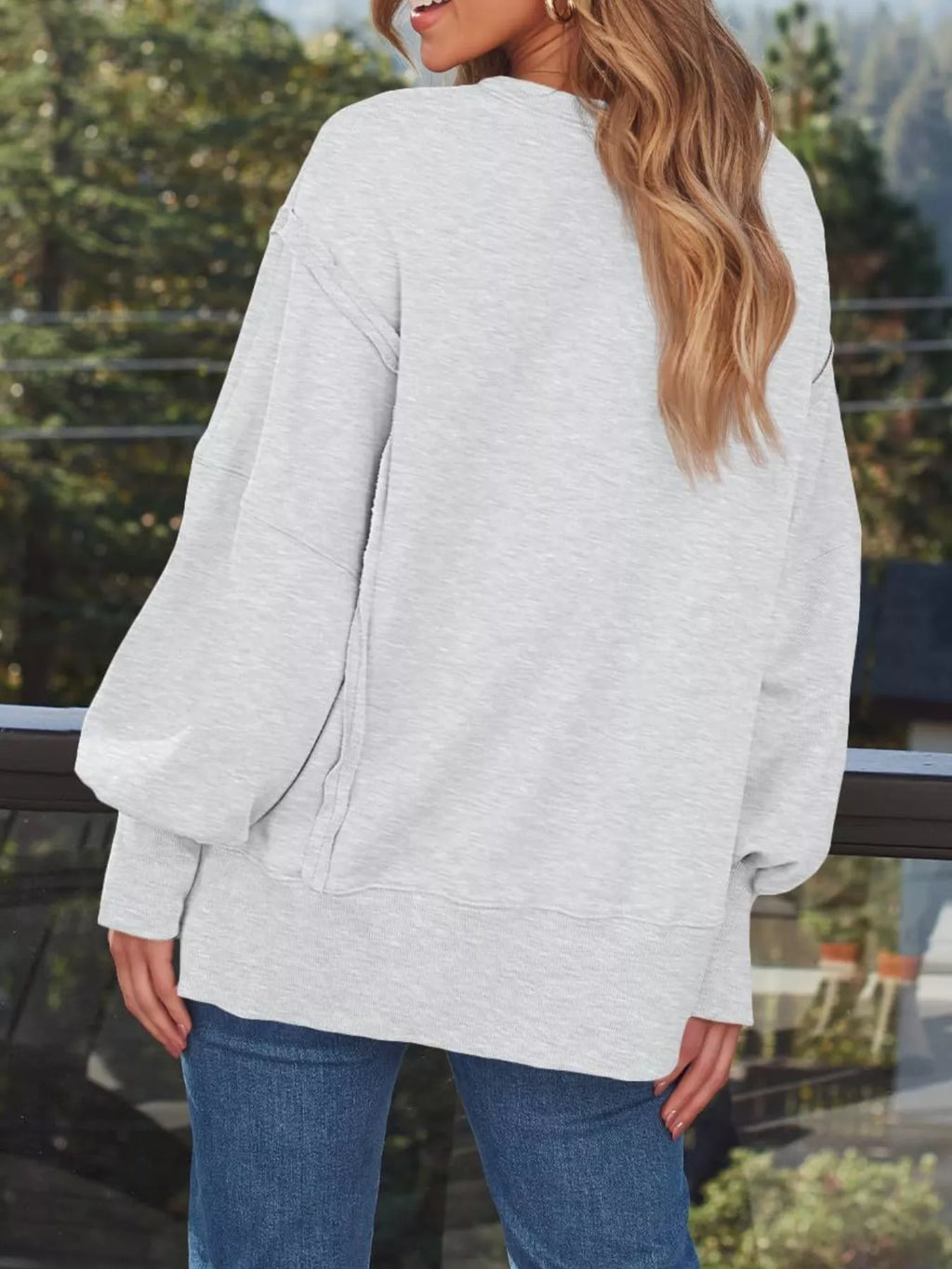 Side Slit Long Sleeve Oversized Sweatshirt (8)