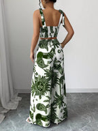 Floral Print Crop Top Wide Leg Pants Set (8)