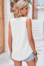 Eyelet V-neck Wide Strap Tank (5)