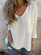 Full Size Casual V-neck Knit Sweater Plus (8)