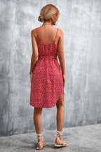 Printed V-neck Tie Waist Mini Dress (6)