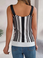 Openwork Striped V-neck Tank (6)