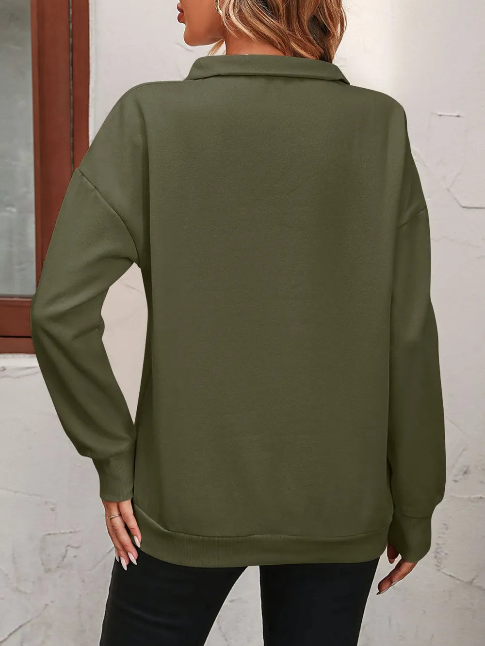 Zip-up Dropped Shoulder Sweatshirt (20)