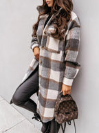 Longline Plaid Button Up Coat (8)