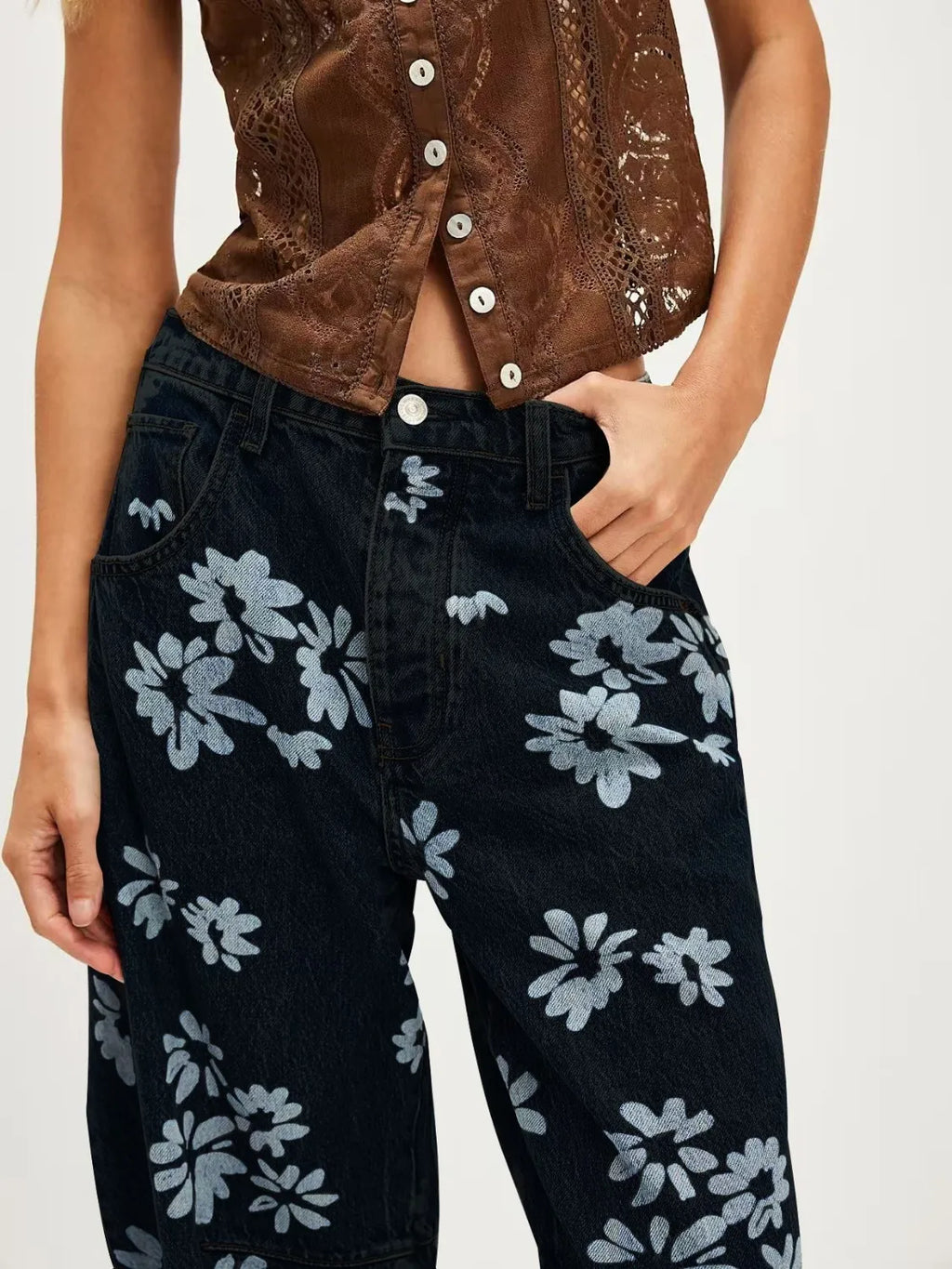Printed Wide Leg Jeans (4)