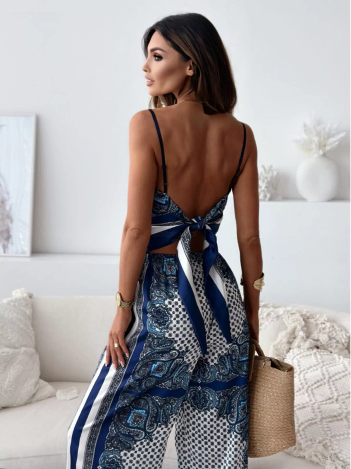 Printed Cami Wide Leg Pants Set (2)