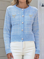Tweed-style Bow Button-down Cardigan (9)