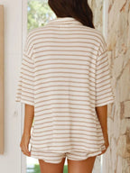 Striped Half Sleeve Top Shorts Set (10)