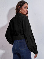 Button Down Collared Neck Cropped Jacket (12)