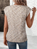 Heathered Round Neck Cap Sleeve T-shirt (5)