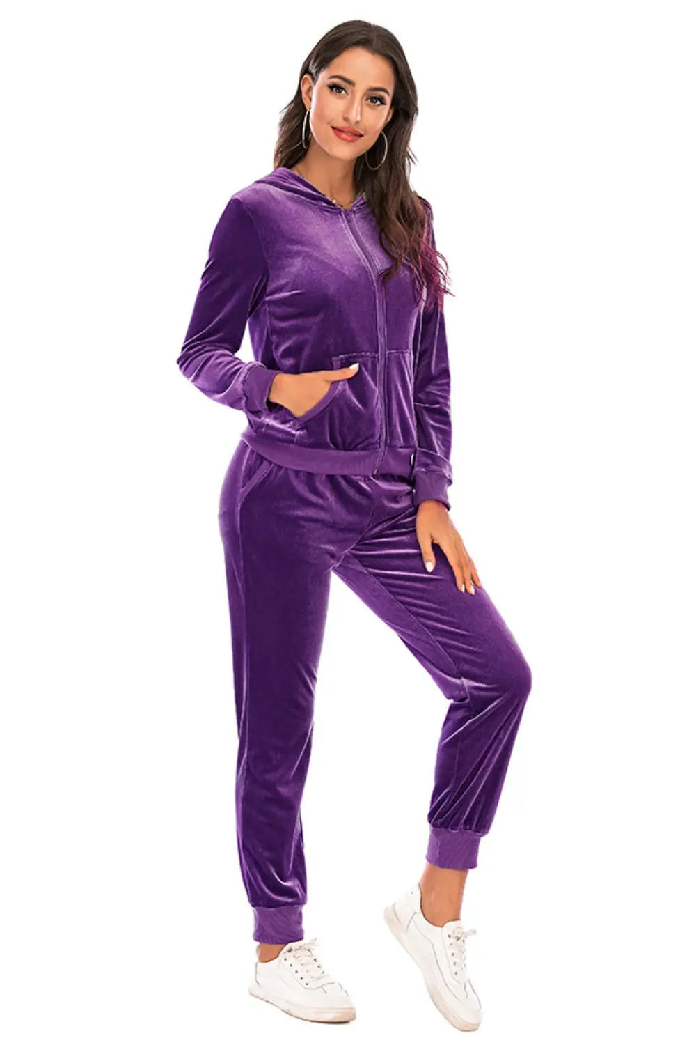 Zip-up Hooded Jacket Pants Set (27)