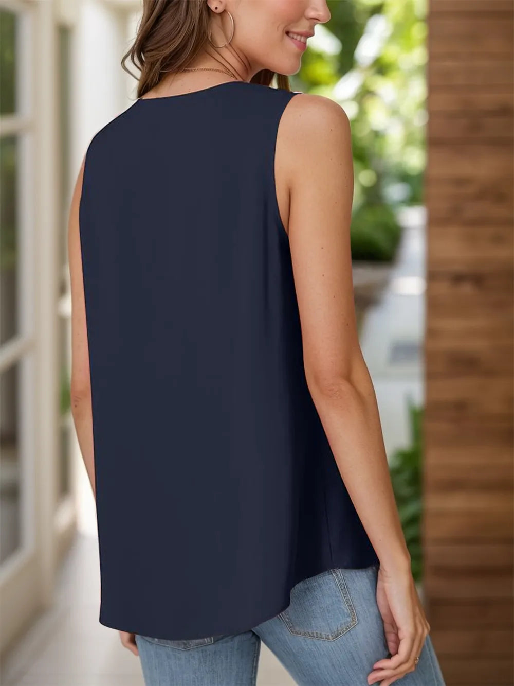 Full Size Ruched V-neck Tank (21)