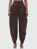 High-waisted Pleated Drape Pants (8)