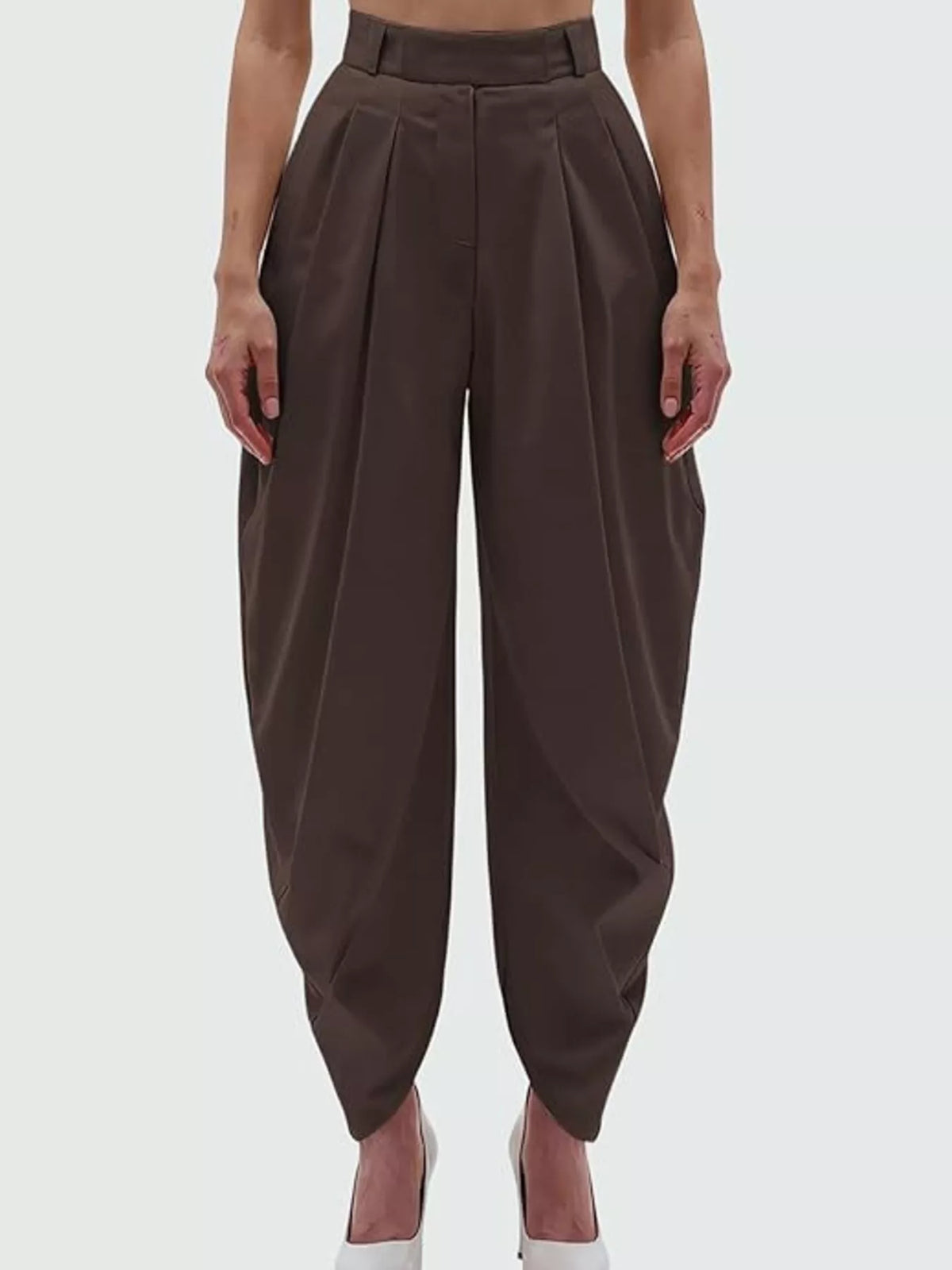 High-waisted Pleated Drape Pants (8)