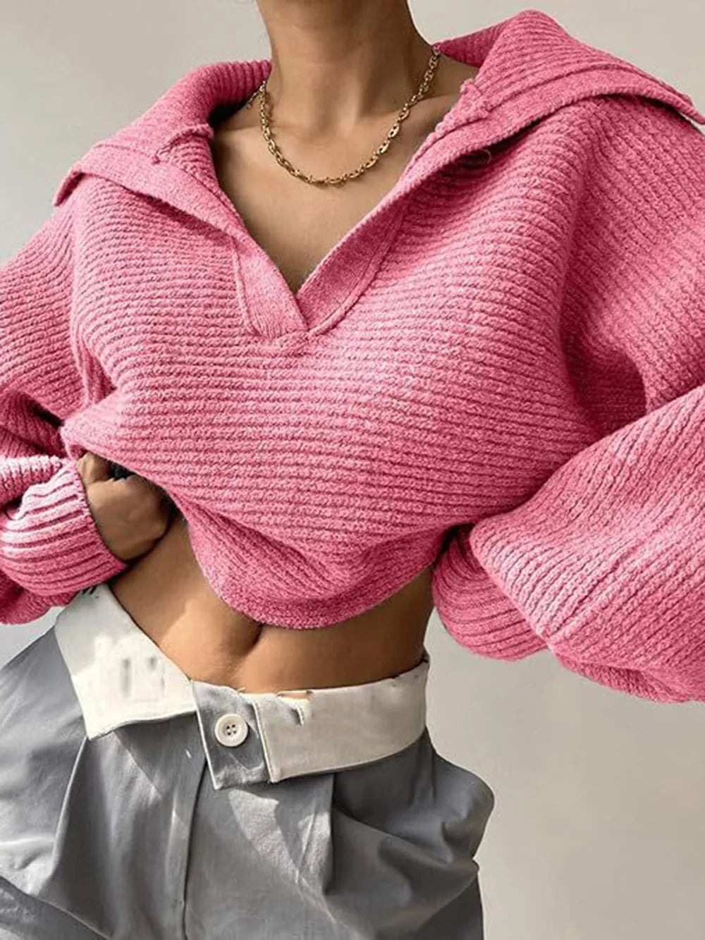 Johnny Collar Long Sleeve Sweater (20)