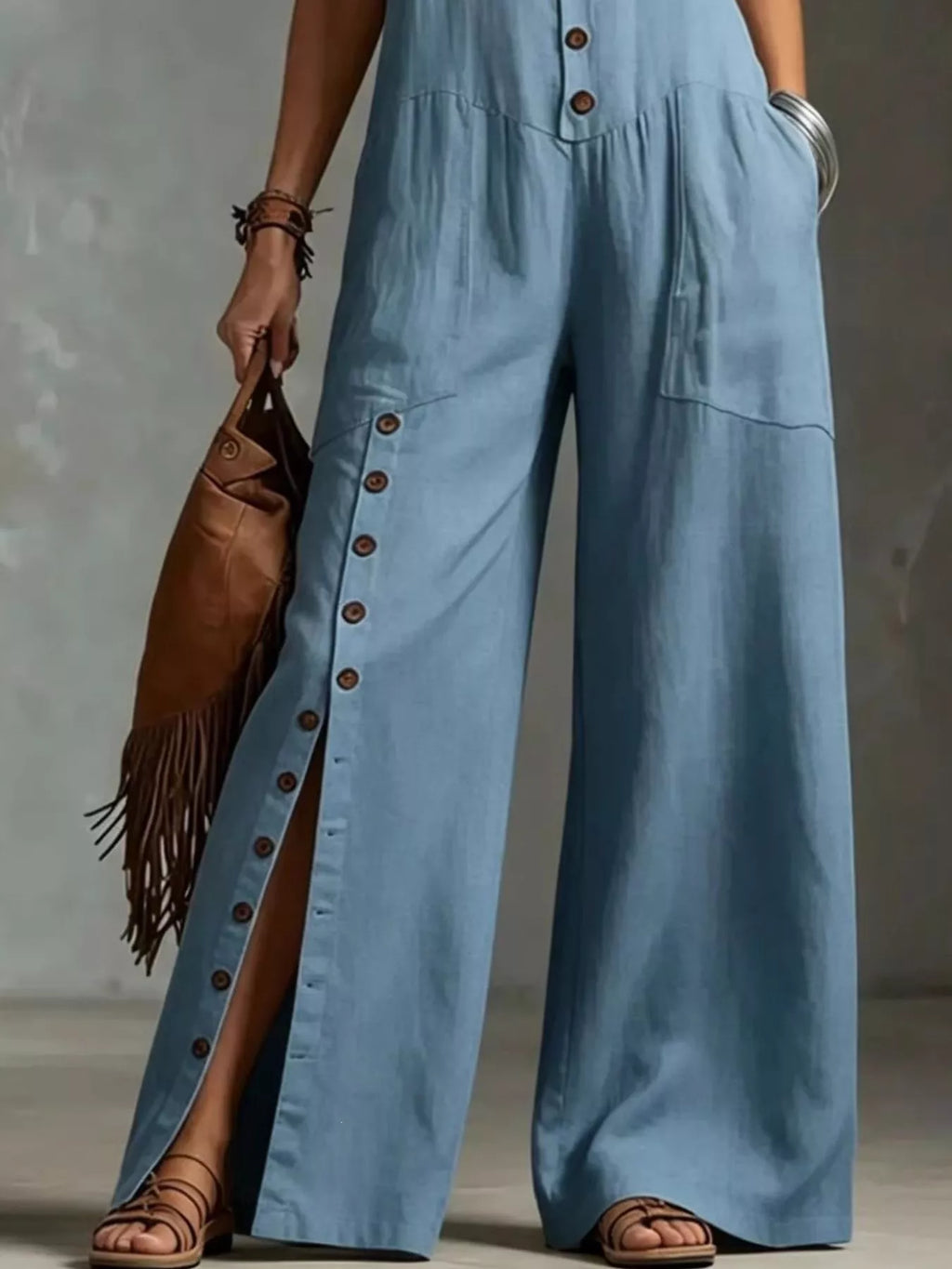 Full Size Sleeveless Button Front Wide Leg Jumpsuit Plus (4)