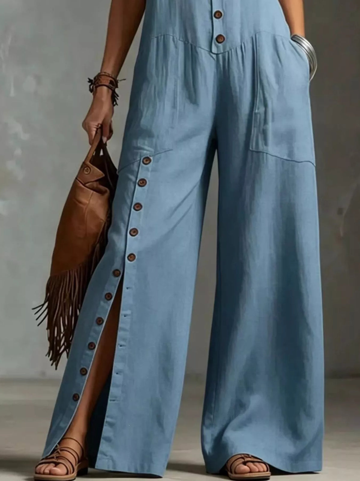 Full Size Sleeveless Button Front Wide Leg Jumpsuit Plus (4)