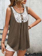 Lace Contrast Scoop Neck Tank (14)