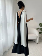 Floral Applique Two Tone Maxi Dress (4)
