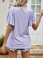 Round Neck Flutter Sleeve Blouse (15)