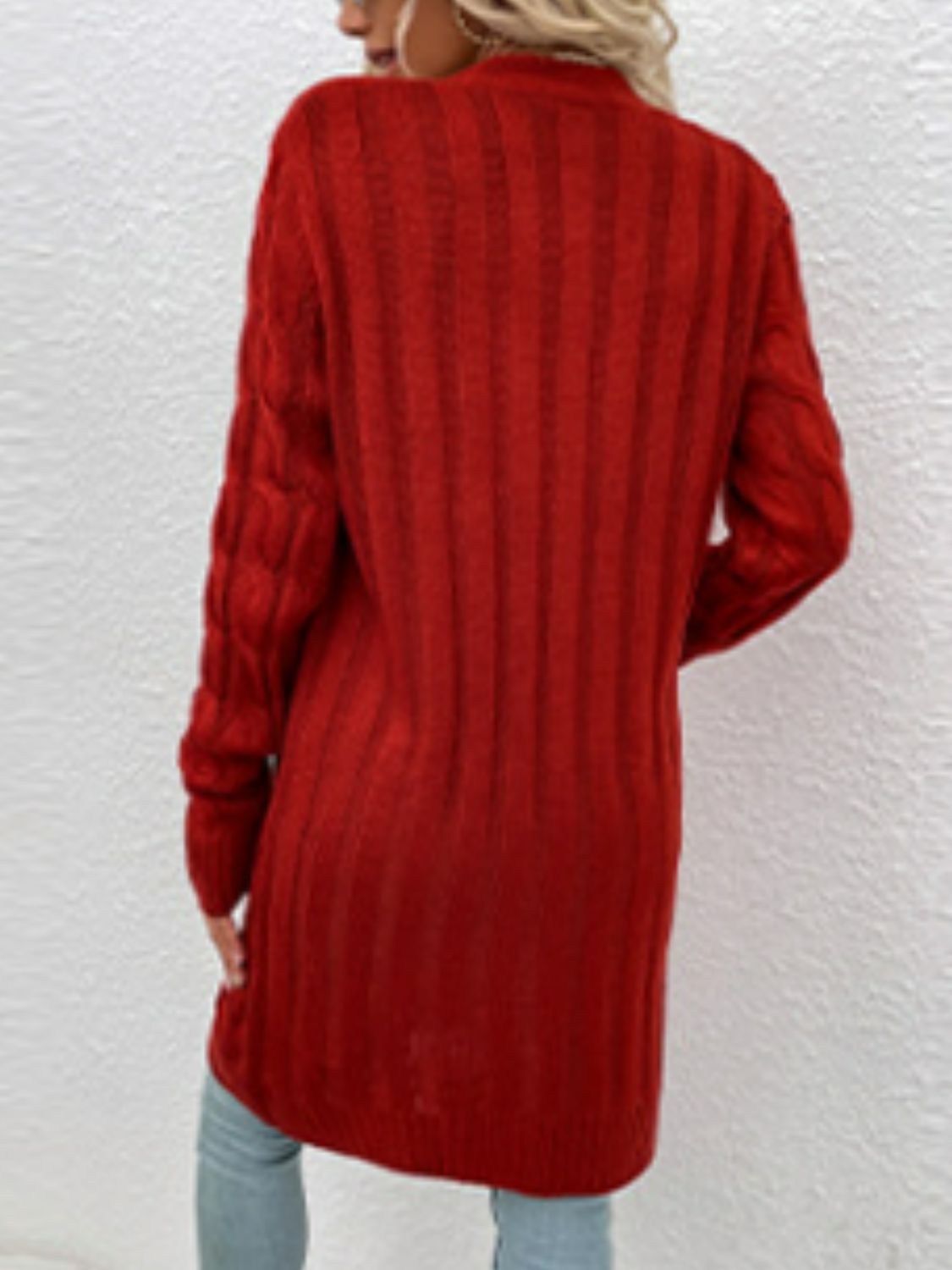 Cable-knit Button Down Cardigan Pockets (21)