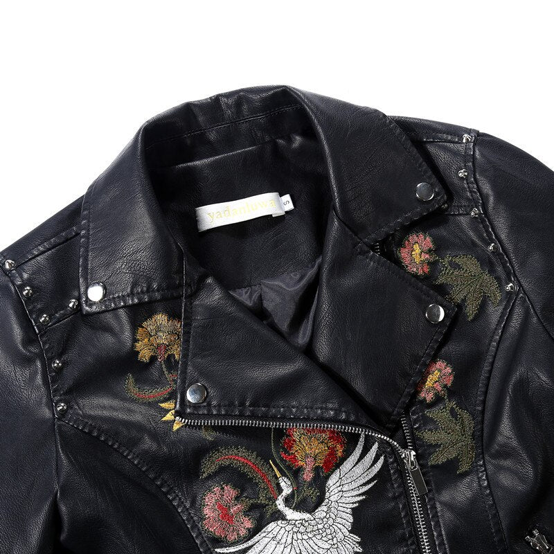 Embroidered Leather Jacket photo 4