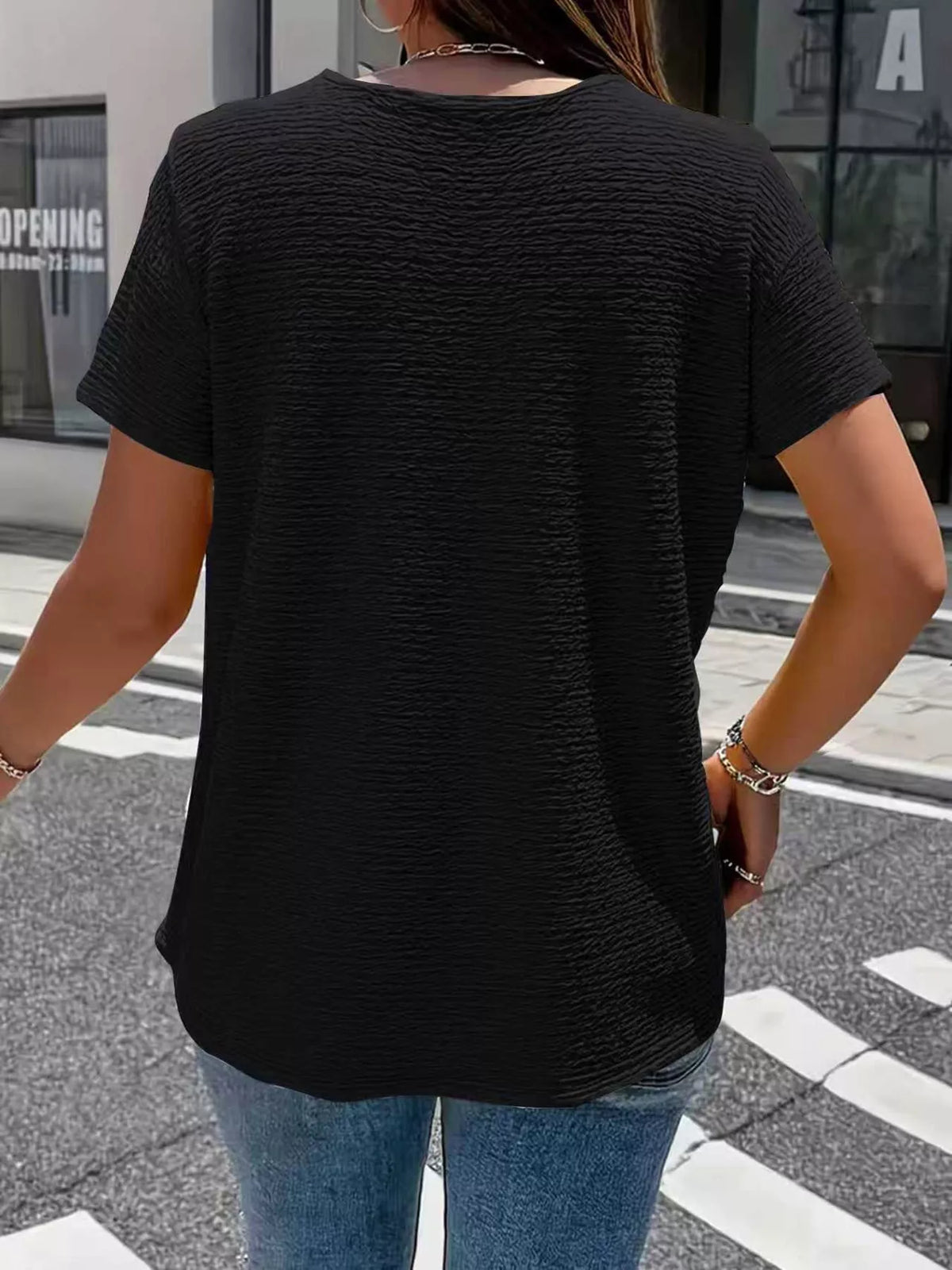 Textured Short Sleeve Blouse (5)