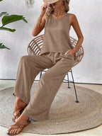 Round Neck Tank Wide Leg Pants Set (9)